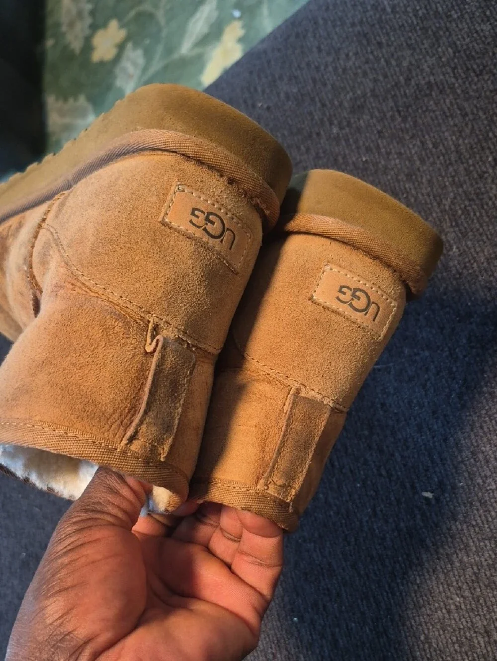 UGG Kids Chestnut Suede Shearling Boots